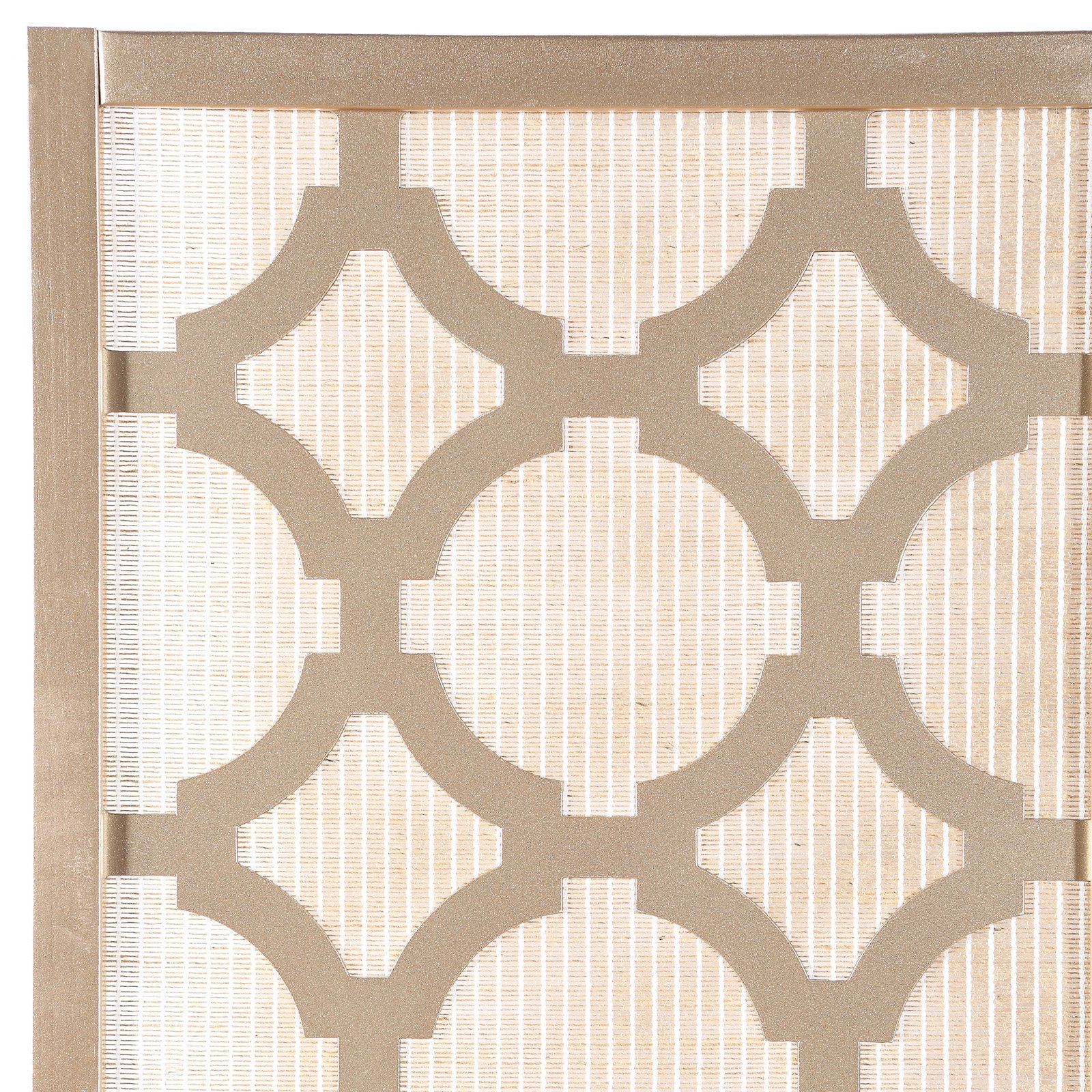 Roundhill Furniture Quarterfoil Infused Diamond Design 4 Panel Room Divider, 70" Tall, Gold