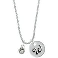 thumbnail image 1 of Delight Jewelry Silvertone Mini Rounded Paw Silvertone Script Initial Disc - W - Charm Necklace, 20"+3", 1 of 4