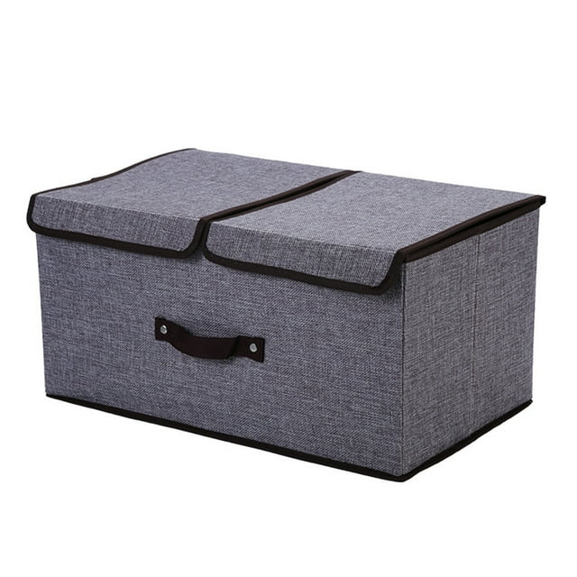 Ramiter Storage Storage With Double Lids Foldable Linen Fabric Storage Boxes With Lids Collapsible Closet Organizer Containers With Cover For Home Bedroom Office Roll Fabric Roll Storage
