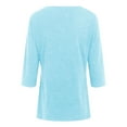 thumbnail image 5 of idosla 3/4 Sleeve Tops for Women Summer Notched V Neck Plain T Shirts Casual Cute Three Quarter Length Dressy Blouses (Sky Blue, M), 5 of 6