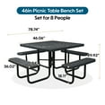 thumbnail image 5 of Bstjewey 46" Waterproof Square Metal Picnic Table for 8 Person,Black, 5 of 7