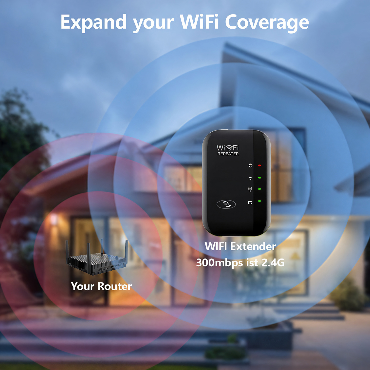 2 Pack WiFi Range Extender Signal Booster up to 4500sq.ft,  WiFi Extender, Wireless Internet Repeater, Long Range Amplifier with Ethernet Port, Access Point, 1-Tap Setup, Support Alexa, Black
