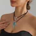 thumbnail image 6 of Zeiwohndc Western Jewelry Adjustable Turquoise Bead Necklace With Metal Conical Accent, 6 of 16