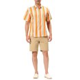 thumbnail image 2 of MODA NOVA Big & Tall Men's Summer Vertical Stripe Print Button Down Shirt Yellow Orange XLT, 2 of 6