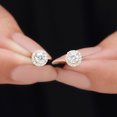 thumbnail image 3 of Rosec Jewels Lab Grown Diamond Halo Earrings - Round Studs Earrings for Women - EF-VS Quality - Ready to Gift, 10K Yellow Gold, 3 of 7