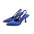 thumbnail image 5 of Miluxas Women's Slingback Kitten Heels Closed Pointed Toe Wedding Party Dress Pumps Shoes Blue 5.5(36), 5 of 5