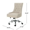thumbnail image 5 of Benjara Ovi Swivel Rolling Office Chair, Gas Lift, Tufted Beige Fabric, Chrome, 5 of 5