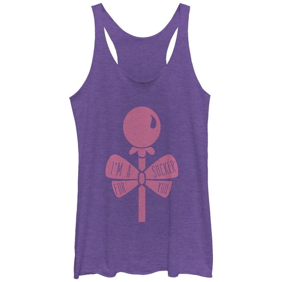 Women's Lost Gods Valentine Sucker for You  Racerback Tank Top Purple Heather Small