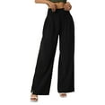 thumbnail image 3 of Pantalon Grand en Coton et Lin, Taille Haute, Fendu, Décontracté, Mode pour Femmes, 3 of 8