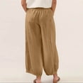 thumbnail image 4 of Miluxas Women's High Waisted Smocked Waist Balloon Pants Casual Tapered Ankle Pants with Pockets Khaki, 4 of 8