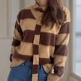 thumbnail image 5 of Caywon Women's Autumn Winter Sweater V-Neck Long Sleeve Loose Striped Knit Pullover Warm Casual Sweater Pattern Ideal for Cold Weather Daily, 5 of 7