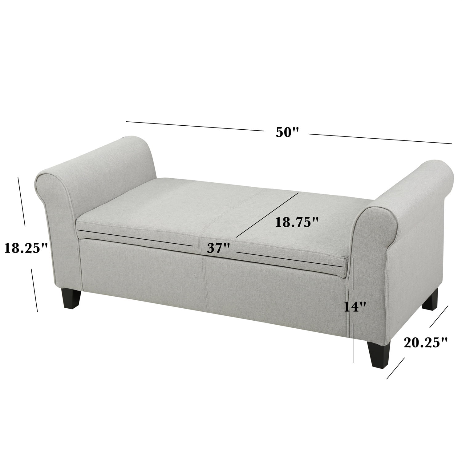 Kepooman Home Fabric Storage Bench, Ottoman Storage Chest with Arms for Home, Bedroom, Living Room, Light Grey Kepooman Home Fabric Storage Bench, Ottoman Storage Chest with Arms for Home, Bedroom, Living Room, Light Grey