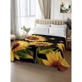 thumbnail image 2 of Sunflower Full Size Flat Sheet, Wrinkleproof & Fadeproof Cooling Flat Bed Sheet Only, Summer Bee Botanical Floral Black Breathable Soft Bedding Top Sheets 81 x 96 Inches, 2 of 8