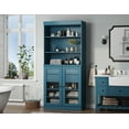 thumbnail image 3 of 100% Solid Wood 32" Bathroom Cabinet with Clear Glass Doors, 2-Drawers and Adjustable Shelves, 3 of 6