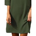 thumbnail image 4 of FASHIONWT Women Casual Loose Solid Color Half Sleeve Henley Shirt Dress, 4 of 4