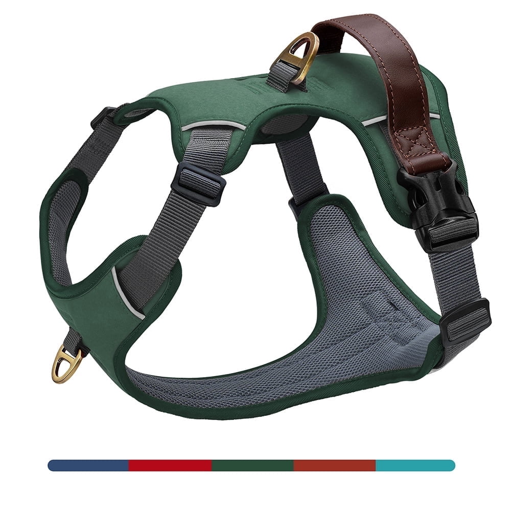 Pet Artist Vintage Dog Harness No Pull Dog Vest Harness with Easy Control Handle, PU Leather,Breathable Padded Dog Chest Harness Adjustable for Small Dogs,Green,S