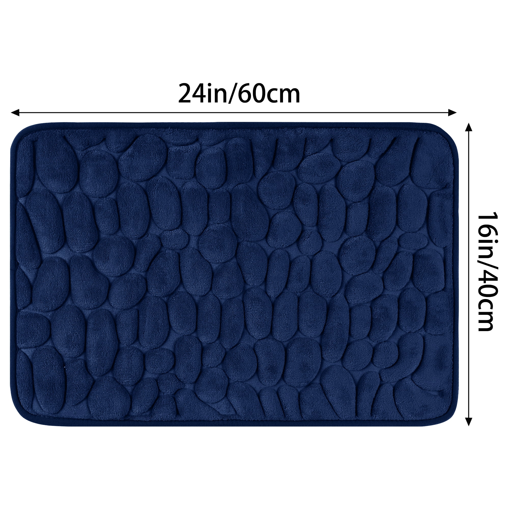 Unique Bargains Memory Foam Soft Bath Mat Quick Dry Bath Carpet Rug Navy Blue 16"x24"