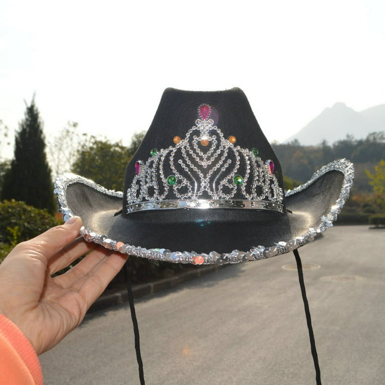 chinese dress ladies Keilin DIY Rhinestone Cowboy Hats for Women Western Felt Cowgirl Hat Disco Nashville Bachelorette Party Cowgirl Outfits, White