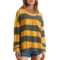 thumbnail image 1 of Timegard Sweatshirts for Women Striped Crewneck Long Sleeve Pullover Fall Loose Comfy Oversized Tops, 1 of 7