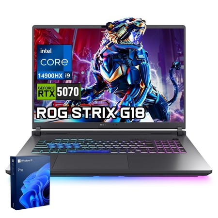 ASUS ROG Strix G18 18" Gaming Laptop, Intel Core i9-14900HX, NVIDIA GeForce RTX 5070, 32GB RAM, 1TB SSD, Windows 11 Home, Grey