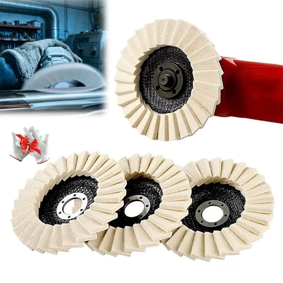 Premium Wool Felt Polishing Flap Disc for Angle Grinders, 4.5 Inch Buffing Wheel, Type 27 Wool Polishing Disc for Metal, Stainless Steel, Aluminum, Stone Surface Finishing