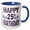 Blue/White, variant on 3drose, Glam Purple Flourish Happy 25th Birthday, 11oz Two-tone Yellow Mug