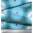 thumbnail image 3 of Soimoi Blue Rayon Crepe Fabric Gear Parts Hardware Print Fabric by Yard 46 Inch Wide, 3 of 3