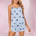 thumbnail image 2 of Agkizg Womens Silk Satin Pajama Set Two-piece Pjs Sets Plus Size Love Print Cami and Shorts Pajama Set Soft Sleepwear Loungewear Nightwear Sets Blue 3XL, 2 of 4