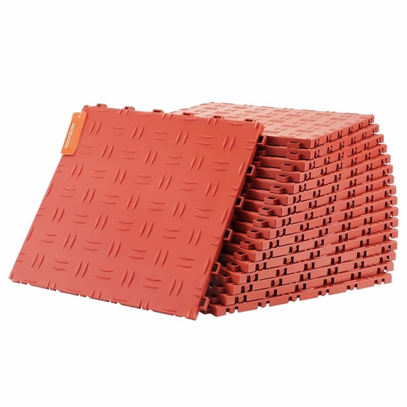 Garage Tiles Interlocking 12x12, 25 Pack - Non-Slip Floor Tiles for Garages, Basements & Workshops - Durable Rubber Flooring in Red