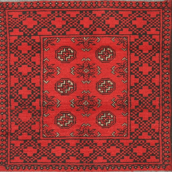 Ahgly Company Machine Washable Indoor Square Traditional Brown Red Area Rugs, 8' Square