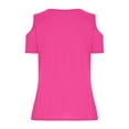 thumbnail image 5 of Raeneomay Off Shoulder Tops for Women Women Summer Sexy T-Shirt Cold Shoulder Pullover Blouse V-Neck Short Sleeve Solid Tops, 5 of 6