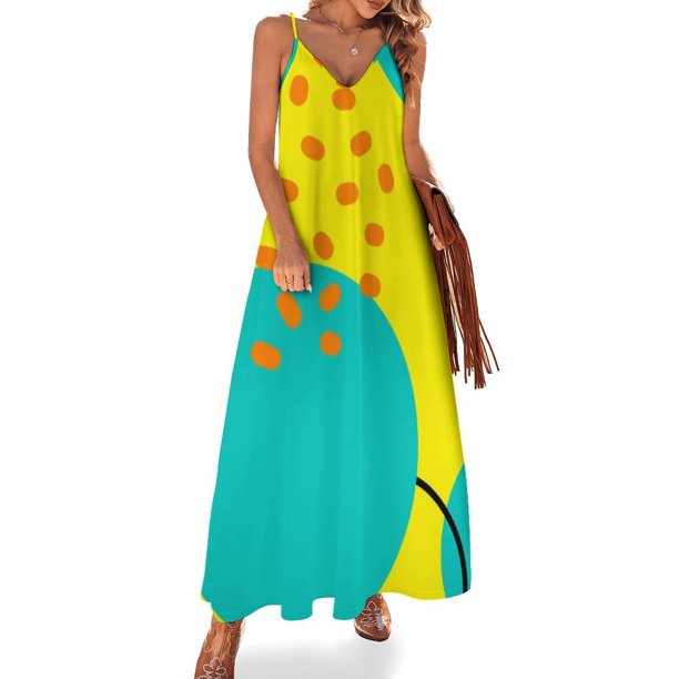 Vestido sin mangas de memphis con estampado abstracto colorido retro, ropa de mujer, novedades de verano 2024