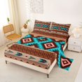 thumbnail image 2 of jejeloiu Earthy Aztec Bed Sheets,Southwestern Print Full Size Sheets For Boys,Brown Turquoise,4 Pieces,1 Flat Sheet, 1 Fitted Sheet and 2 Pillowcases, 2 of 6