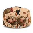 thumbnail image 3 of Chririnla Polyester Newsboy Hat for Casual Outings Hiking Travel, Lightweight Soft Retro Flat Cap for Men and Women, Autumn Black Cat Pumpkin, 3 of 4