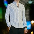 thumbnail image 2 of Camisas y blusas de manga larga a rayas para hombre Ropa de moda 2024 Algodón de alta calidad con mangas Tops de hombre Hipster Slim Fit, 2 of 4