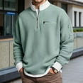 thumbnail image 2 of Men's Waffle Long Sleeve Quarter Zip Color Block Collar Sweatshirt Color Green Size S, 2 of 3