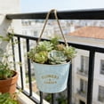 thumbnail image 6 of Naittoop Hanging Planters with Rope,Vintage Metal Iron Wall Hanging Flower Pots,Rustic Planter Bucket Herb Flower Holder for Railing Fence Balcony Deck Garden Home Decor 5.5 in Blue, 6 of 6
