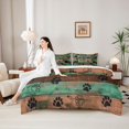 thumbnail image 5 of Homewish Rustic Farmhouse Lodge 7pcs Queen Bedding,Retro Dog Paw Print Bedding Comforter Set Queen,Brown Green,Reversible, 5 of 8