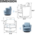 thumbnail image 3 of Aukfa 32" Wide Swivel Barrel Chair Accent Chair with Pillow for Living Room Bedroom, Chenille, Blue, 3 of 18