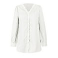 thumbnail image 4 of AherBiu Plus Size Tops for Women Long Lantern Sleeve Crochet Lace V Neck Dressy Casual Blouse Shirts, 4 of 6