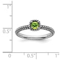 thumbnail image 5 of Sterling Silver Stackable Expressions Checker-cut Peridot Antiqued Ring S:7, 5 of 5