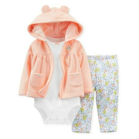 

Carters Infant Girls 3 Piece Fleece Orange Owl Hoodie Flower Leggings Shirt 12m