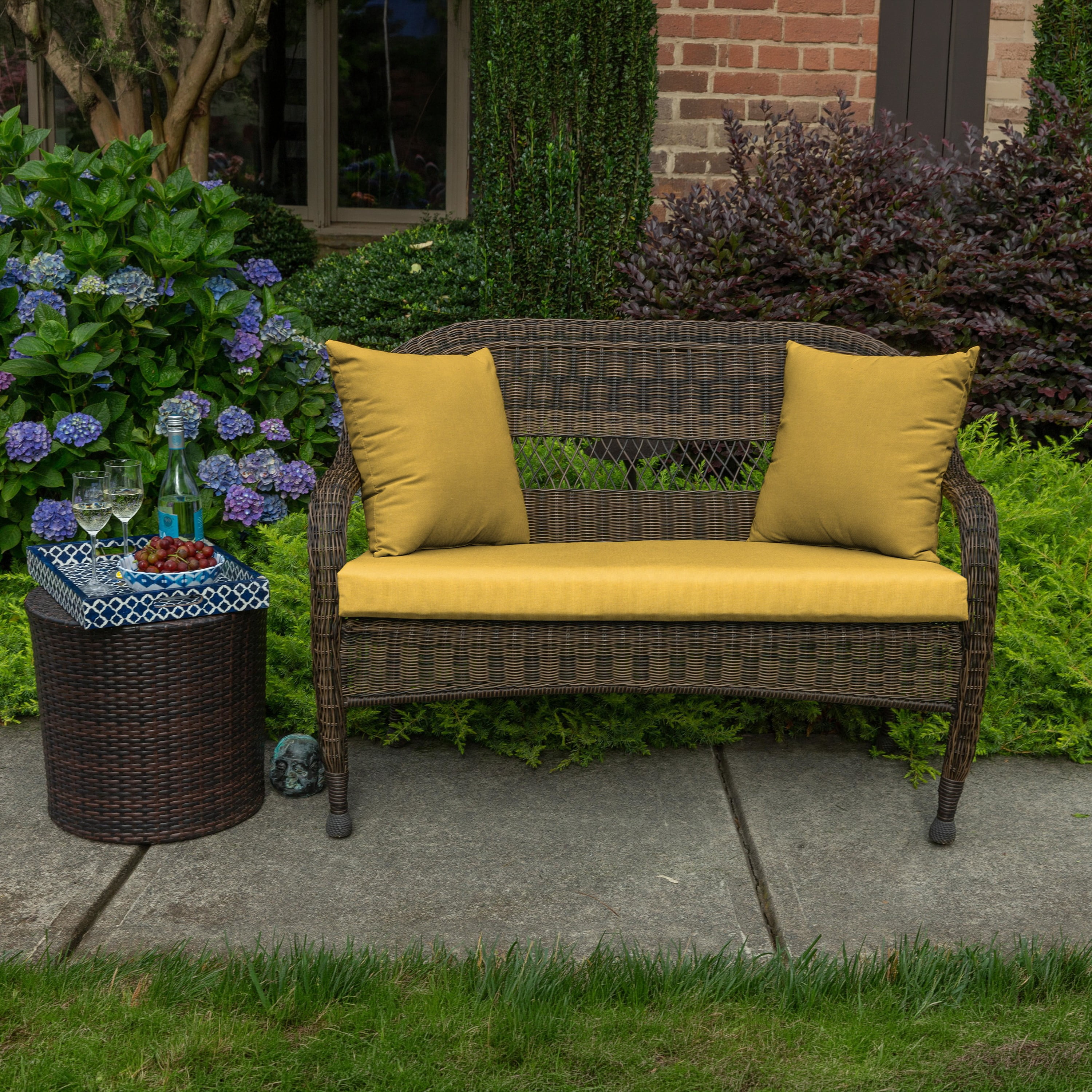 Casual Cushion Outdoor Throw Pillow, Sunbrella Fade & Water Resistant for Patio Furniture, Adirondacks & Porch Swings, 15"W x 15"L, 6" thick, Reversible, Spectrum Daffodil