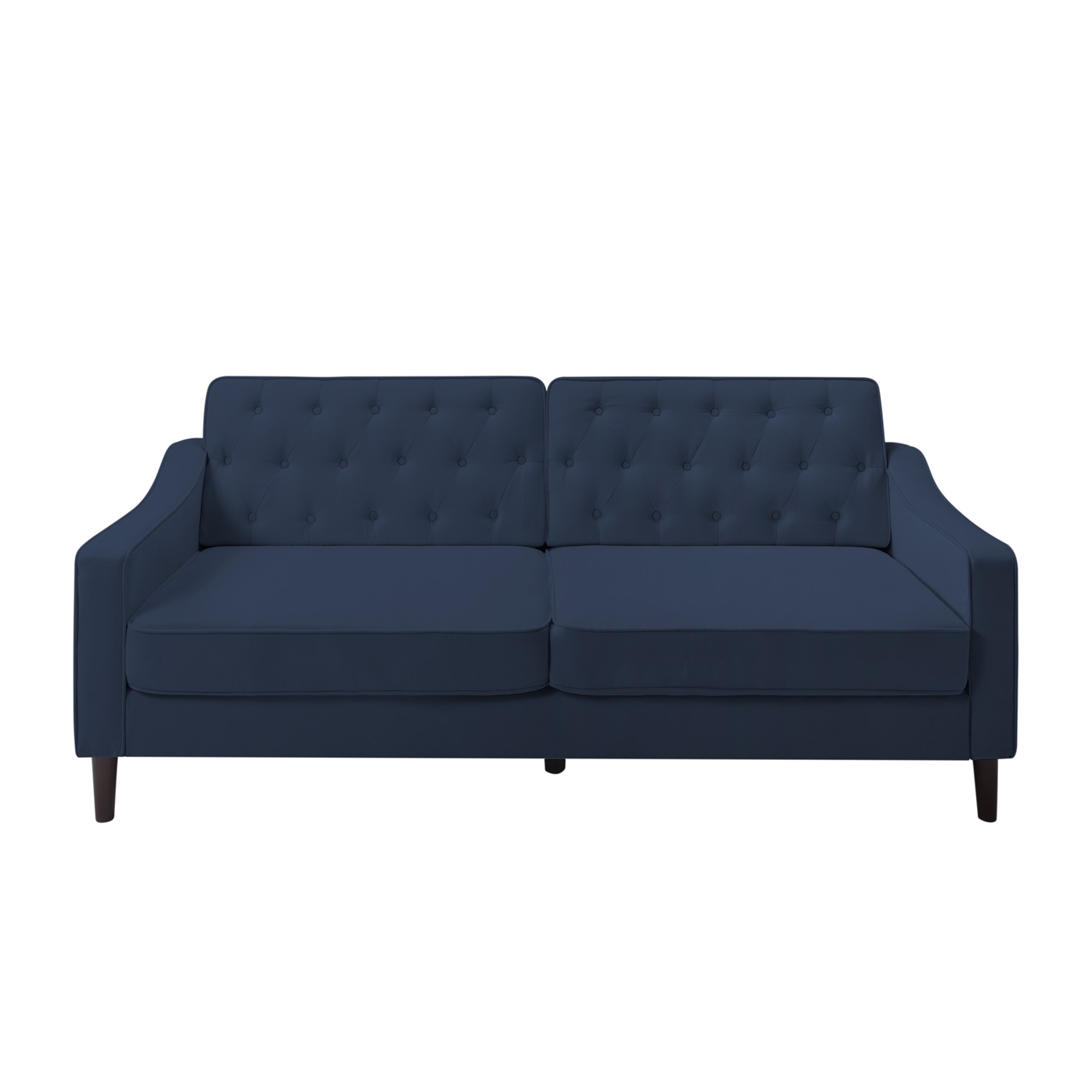 Kadyn 77.2" Fabric Sofa, Upholstered Lounge Couch with Square Arm, Modern Fabric Couch for Living Room, Navy Blue