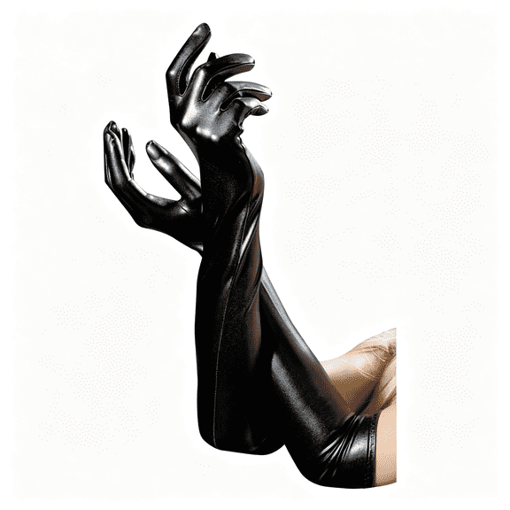 XIBUFE 53Cm21In Women'S Faux Leather Adult Long Gloves Party Patent Sexy Elegant Gloves Sexy Elegant Long Black Gloves
