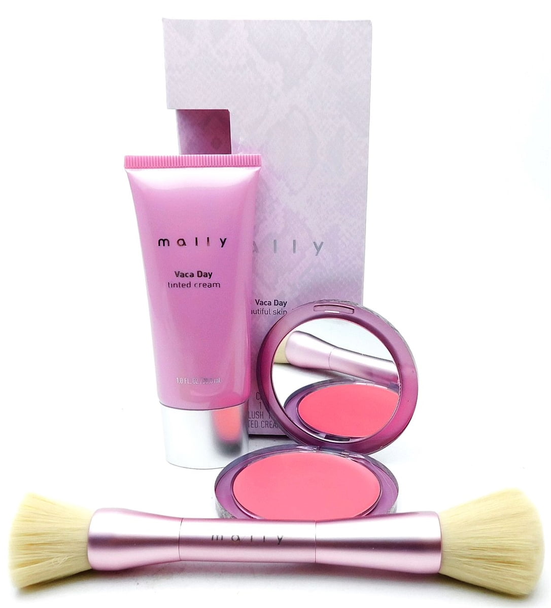 Mally Vaca Day Beautiful Skin Duo medium Brush, Blush bashful .18 Oz