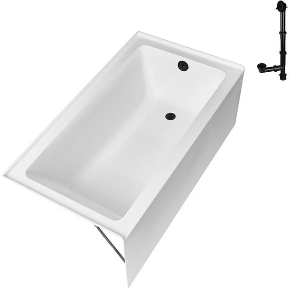 Streamline GA-304-10-ORB 60 in. x 30 in. Acrylic Right-Hand Drain Alcove Bathtub in Glossy White With External Drain in Matte Oil Rubbed Bronze