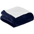 thumbnail image 2 of Soft Micromink Sherpa Blanket - Throw, Navy Blue, 2 of 7