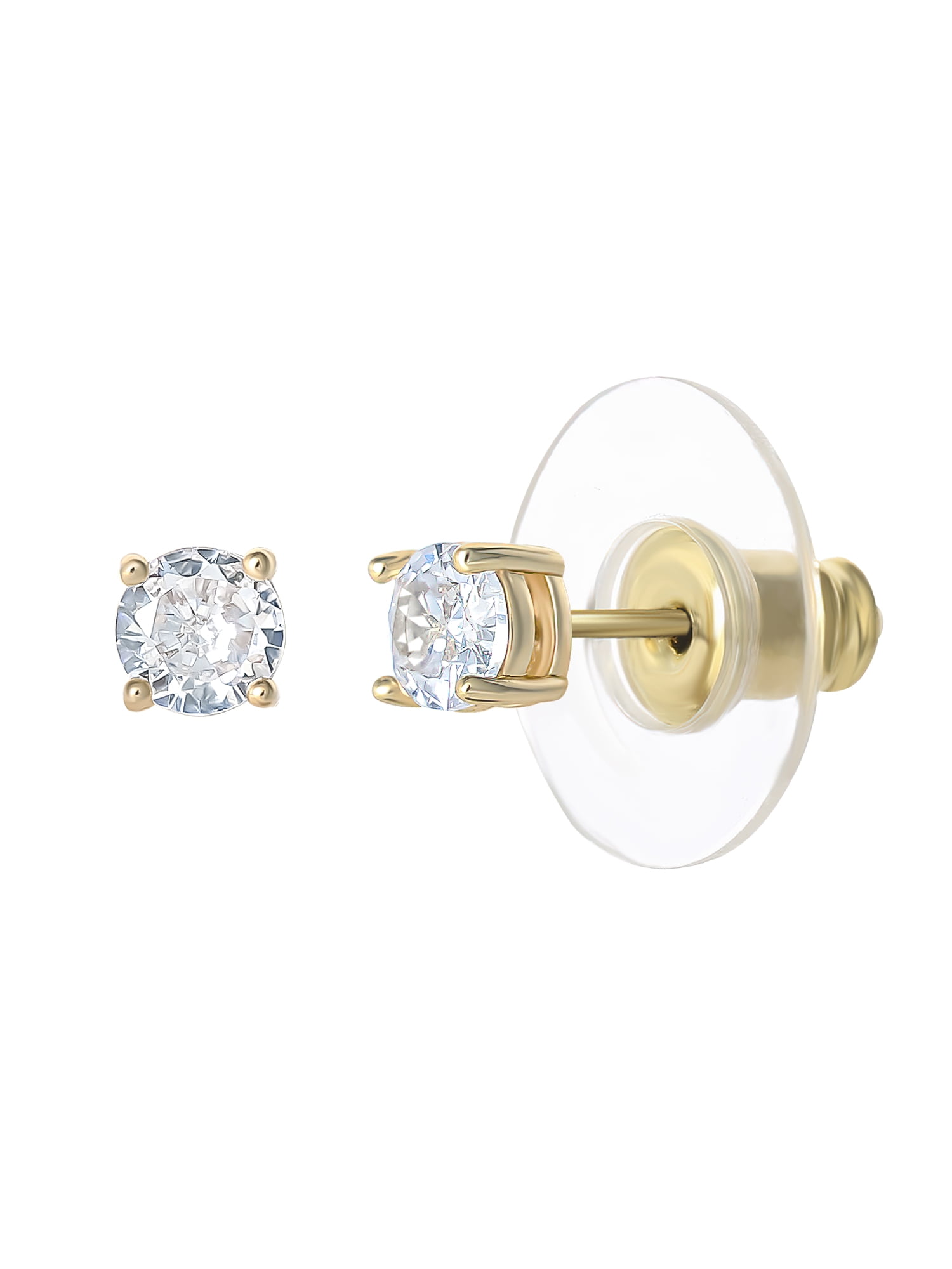 Believe by Brilliance Women's 14k Gold Flash Plated Cubic Zirconia Stud Earrings Set, 6 Pairs