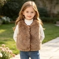 thumbnail image 7 of Girls Furry Fleece Sleeveless Waistcoat, Solid Leisure Warm Vest Coat, Lightweight Winter Layering Outerwear for Kids Daily Wear 4-5 Years, 7 of 7
